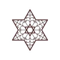 Star of David decorative element. Jewish Religion symbol. Line icon for Hanukkah holiday. Vector illustration