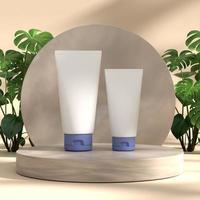 3d rendering cosmetic tube on podium for mockup illustration photo