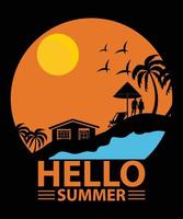 Hello Summer Vector T-Shirt Design Template