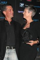 LOS ANGELES, OCT 30 - Malek Akkad, Jamie Lee Curtis at the sCare Foundation Halloween Launch Benefit at Conga Room  LA Live on October 30, 2011 in Los Angeles, CA photo