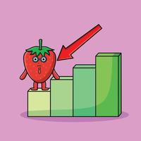 Strawberry cute businessman with a deflation chart vector