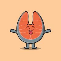 Cute cartoon fresh salmon with flashy expression vector