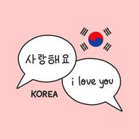 Korean words i love you in Korean with flag vector illustration