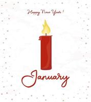 New Years greeting on January 1. Postcard with a burning candle vector