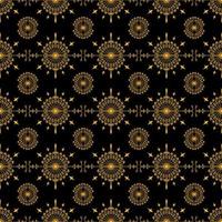 yellow flower ornament pattern on black background. unique, elegant, repeat, line and mandala style. suitable for backgrounds, fabrics, wallpapers, textiles, and decorations vector