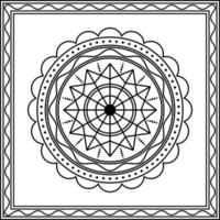 circle flower pattern ornament with square frame. art, line, silhouette, creative and unique style. suitable for symbol, sign, decor, tile, print, wallpaper, card, greeting, wedding and textile vector