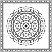 circle flower pattern ornament with square frame. art, line, silhouette, creative and unique style. suitable for symbol, sign, decor, tile, print, wallpaper, card, greeting, wedding and textile vector