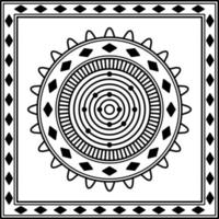 round mandala ornament with circle pattern and  square frame on white background. art, line, silhouette, creative and unique style. suitable for symbol, decor, tile, print, wallpaper, and textile vector