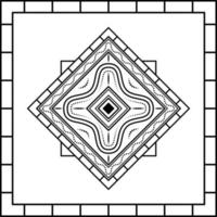 square flower mandala ornament with square frame on white background. art, line, silhouette, creative and unique style. suitable for symbol, decor, tile, print, wallpaper, card, greeting, and textile vector