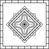 ornamento de mandala de flor cuadrada con marco cuadrado sobre fondo blanco. arte, línea, silueta, estilo creativo y único. adecuado para símbolo, decoración, mosaico, impresión, papel tapiz, tarjeta, saludo y textil vector