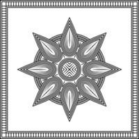 flower mandala ornament with square frame on white background. art, line, silhouette, creative and unique style. suitable for symbol, decor, tile, print, wallpaper, card, greeting, wedding and textile vector