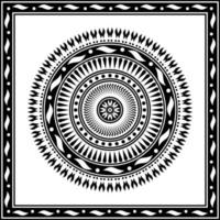 circle mandala ornament with square frame on white background. art, line, silhouette, creative and unique style. suitable for symbol, decor, tile, print, wallpaper, card, greeting, wedding and textile vector