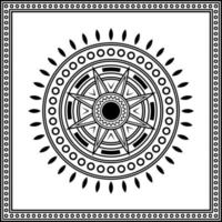 mandala ornament with square frame on white background. art, line, silhouette, creative and unique style. suitable for symbol, sign, decor, tile, print, wallpaper, card, greeting, wedding and textile vector