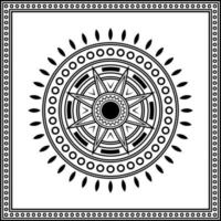 ornamento de mandala con marco cuadrado sobre fondo blanco. arte, línea, silueta, estilo creativo y único. adecuado para símbolo, signo, decoración, mosaico, impresión, papel tapiz, tarjeta, saludo, boda y textil vector