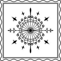 circle ornament with square frame on white background. art, line, silhouette, creative and unique style. suitable for symbol, sign, decor, tile, print, wallpaper, card, greeting, wedding and textile vector