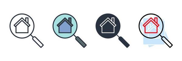 search house icon logo vector illustration. Magnifying glass symbol template for graphic and web design collection