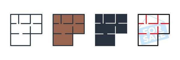 ilustración de vector de logotipo de icono de plan de casa. plantilla de símbolo de plano de planta para la colección de diseño gráfico y web
