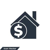 home loan icon logo vector illustration. House with dollar symbol template for graphic and web design collection