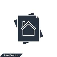 document with home icon logo vector illustration. Contract signing symbol template for graphic and web design collection