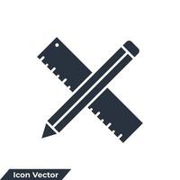 Ilustración de vector de logotipo de icono de regla y lápiz. plantilla de símbolo de medida para la colección de diseño gráfico y web