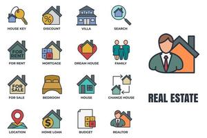 Set of Real Estate icon logo vector illustration. House pack symbol template. house, family, dream house, realtor and more for graphic and web design collection