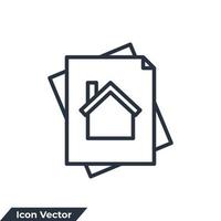 document with home icon logo vector illustration. Contract signing symbol template for graphic and web design collection