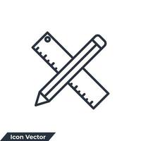 Ilustración de vector de logotipo de icono de regla y lápiz. plantilla de símbolo de medida para la colección de diseño gráfico y web