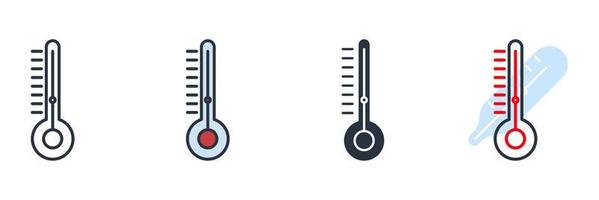Ilustración de vector de logotipo de icono de termómetro. plantilla de símbolo de medición para la colección de diseño gráfico y web