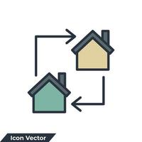 moving house icon logo vector illustration. change home symbol template for graphic and web design collection