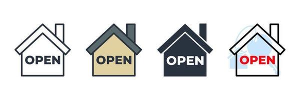 ilustración de vector de logotipo de icono abierto de casa. plantilla de símbolo de la casa para la colección de diseño gráfico y web