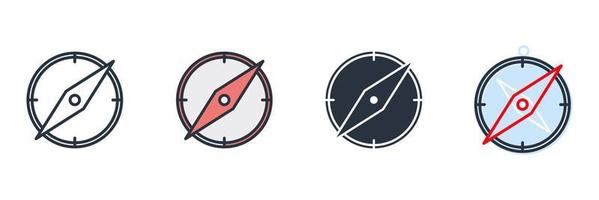 ilustración vectorial del logotipo del icono de la brújula. navegación. plantilla de símbolo de ubicación para la colección de diseño gráfico y web vector