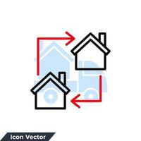 moving house icon logo vector illustration. change home symbol template for graphic and web design collection