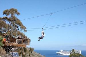 LOS ANGELES, APR 26 - Ziplining on Catalina Island at Catalina Film Festival on August 26, 2014 in Avalon, Catalina Island, CA photo