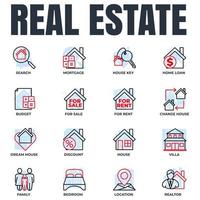 Set of Real Estate icon logo vector illustration. House pack symbol template. house, family, dream house, realtor and more for graphic and web design collection