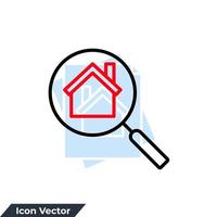 search house icon logo vector illustration. Magnifying glass symbol template for graphic and web design collection