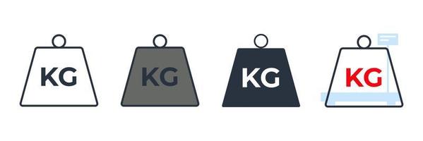 peso icono logo vector ilustración. plantilla de símbolo de mancuerna de kilogramo para la colección de diseño gráfico y web