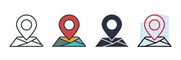location icon logo vector illustration. map symbol template for graphic and web design collection