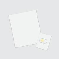 Realistic blank sim cards and Cover paper in minimalistic style on white background. SIM card. Easy to change color mock up vector template