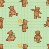 Hand-drawn Teddy Bears Pattern vector