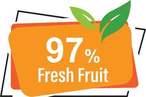 percentage fresh fruit rectangular and half polygonal design element vector illustration for promo sign label on white background with fantastic font and blue white color