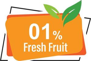 percentage fresh fruit rectangular and half polygonal design element vector illustration for promo sign label on white background with fantastic font and blue white color