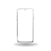 dispositivo smartphone negro y contorno con pantalla en blanco aislado sobre fondo blanco. maqueta para mostrar el diseño del sitio web móvil o capturas de pantalla de sus aplicaciones. ilustración vectorial vector