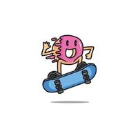 donut skateboard mascot vector