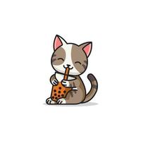 gato boba linda mascota logo vector