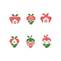 set strawberry homes logo vector