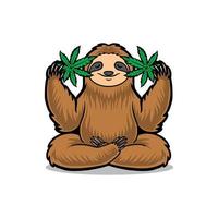 cute sloth meditation vector