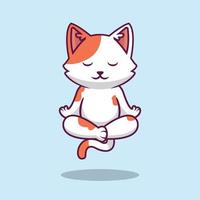 Cute cat yoga cartoon illustration vector