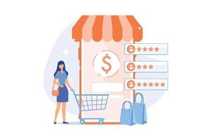 User rating and feedback. customer reviews cartoon web icon. E commerce, online shopping, internet buying. Trust metrics, top rated product. Vector illustration