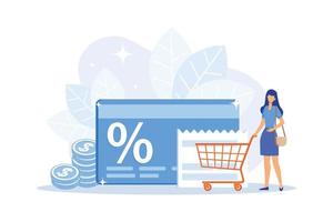 Marketing strategy cartoon web icon. Loyalty business model, shopping discount offer, customer reward. Shop virtual currency, points exchanging. Vector illustration