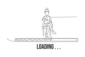 Continuous one line drawing progress loading bar icon. Measurement and performance level concept. Single line draw design vector graphic illustration.